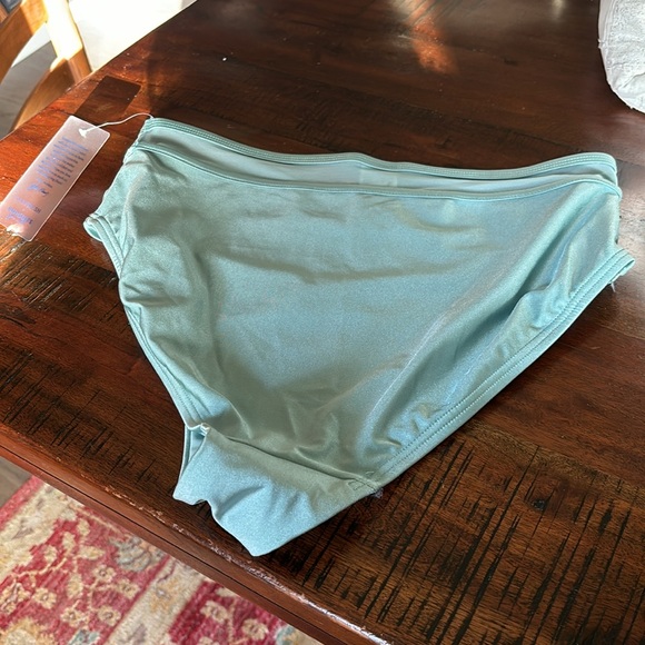 Gabifresh X Swimsuits for all Mesh Trimmed Light Green High Waisted Swim Bottom - Picture 3 of 5